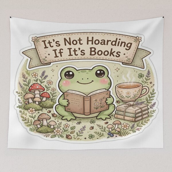 Item preview, Frog Cottagecore - Book Hoarding designed and sold by HAYA6395.