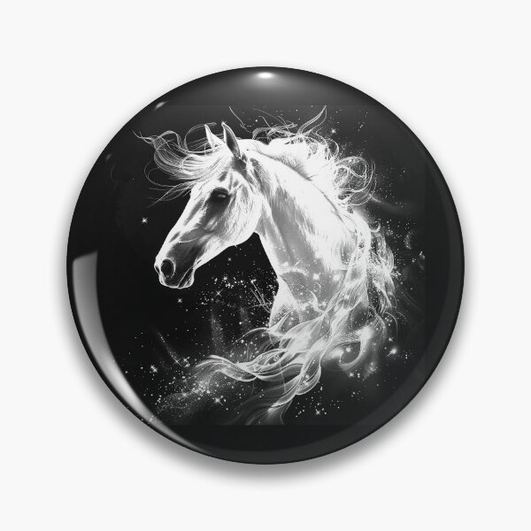 Item preview, Celestial White Horse – Magical Black and White Fantasy Art designed and sold by inkoutninja.