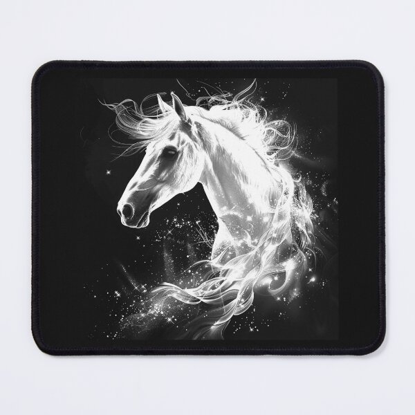 Item preview, Celestial White Horse – Magical Black and White Fantasy Art designed and sold by inkoutninja.