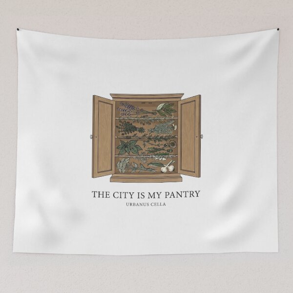 Item preview, The City Is My Pantry Botanical Herb Cabinet Illustration T-Shirt designed and sold by VintryOff.
