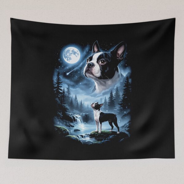 Item preview, Boston Terrier Howling at The Moon Vintage designed and sold by studio-ssaam.