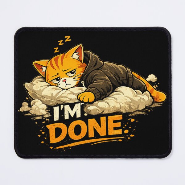 Item preview, I'm Done Funny Sleepy Cat Shirt | Burnout Meme Graphic Tee designed and sold by Meow-Attitude.