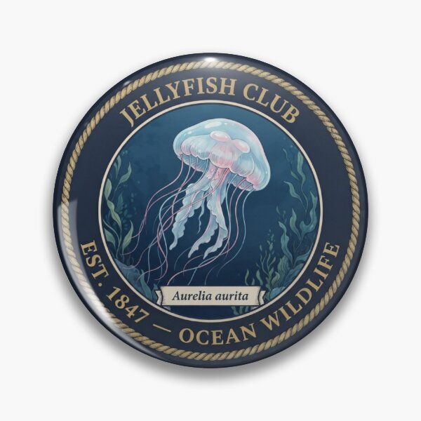Item preview, Jellyfish Club Vintage Badge Ocean Wildlife Art designed and sold by CalmCapy Co.