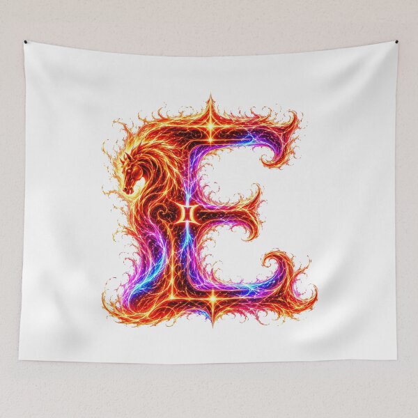 Item preview, Emberhoof Horse-Gemini Flame Letter E designed and sold by BlissBlvdShop.