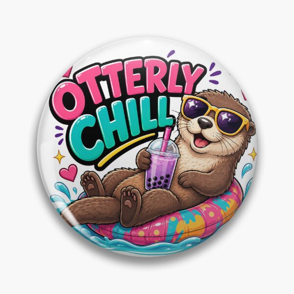 Item preview, Otterly Chill – Cute otter with bubble tea in a pool float designed and sold by moodoodle.design.