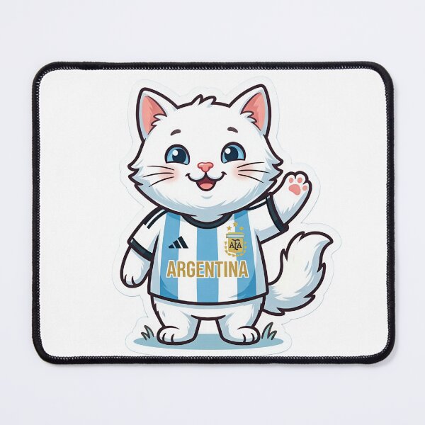 Item preview, Cute White Argentina Soccer Cat Sticker | Kawaii Football Kitty designed and sold by Mohitt09.