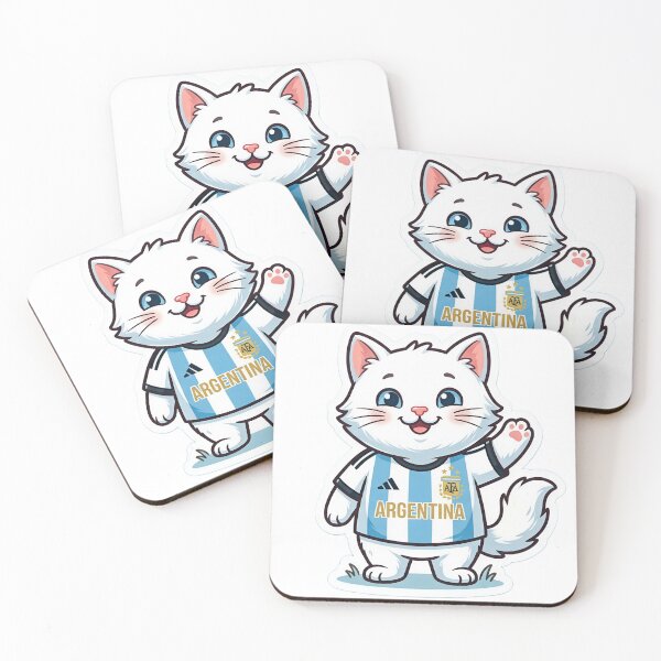 Item preview, Cute White Argentina Soccer Cat Sticker | Kawaii Football Kitty designed and sold by Mohitt09.