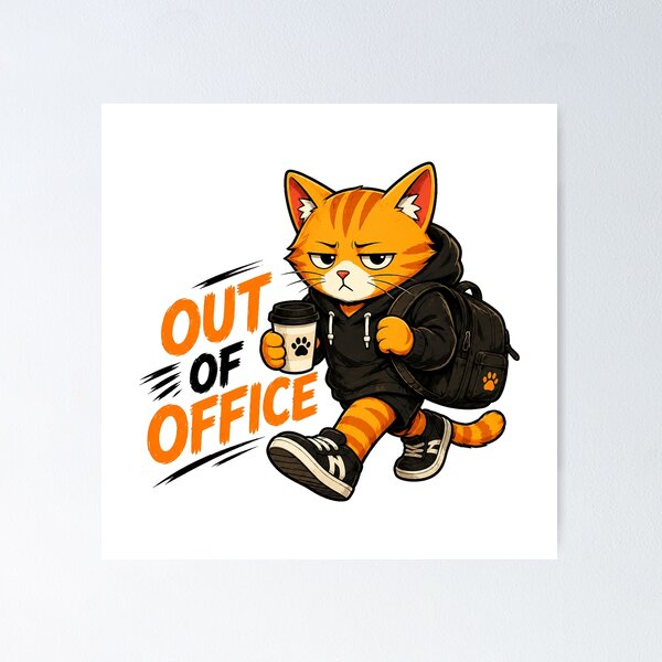 Item preview, Out Of Office Funny Cat Shirt | Work Meme Graphic Tee for Coffee Lovers designed and sold by Meow-Attitude.
