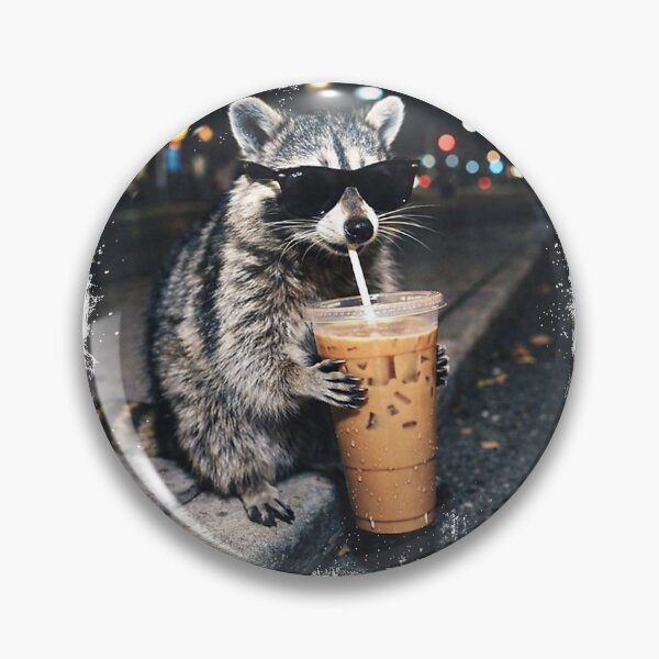 Item preview, Funny Raccoon Drinking Iced Coffee Funny Animal Meme Raccoon T-Shirt designed and sold by Magoya Store ⭐⭐⭐⭐⭐.