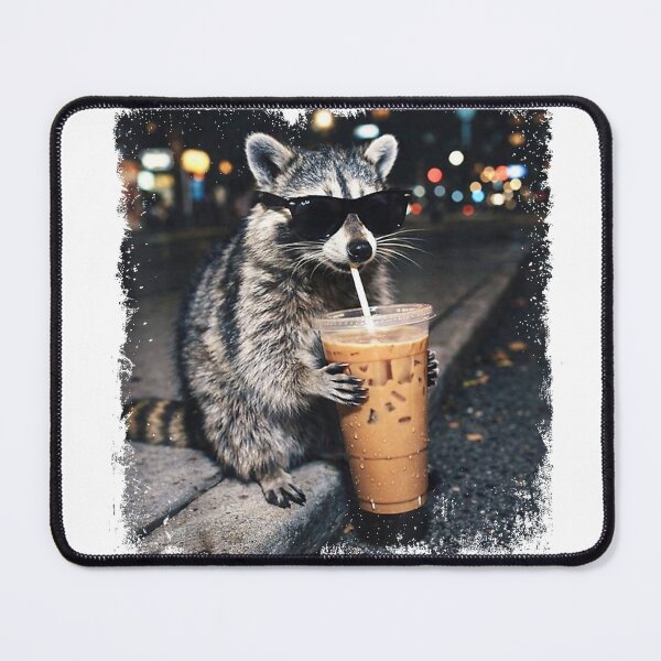 Item preview, Funny Raccoon Drinking Iced Coffee Funny Animal Meme Raccoon T-Shirt designed and sold by Magoya Store ⭐⭐⭐⭐⭐.