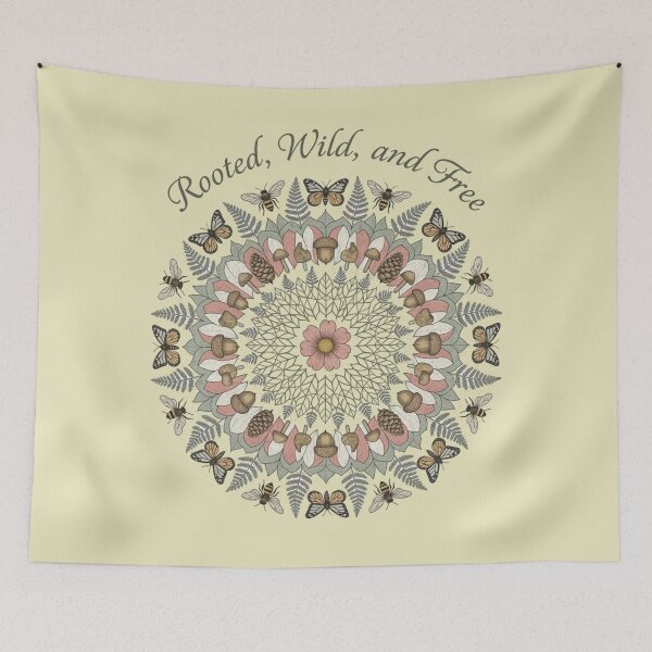 Item preview, Rooted Wild and Free Nature Mandala Typography Design designed and sold by BirdsnStuff.