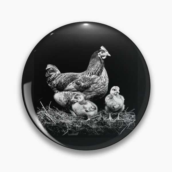 Item preview, Mother Hen and Chicks – Black and White Farm Animal Art designed and sold by inkoutninja.