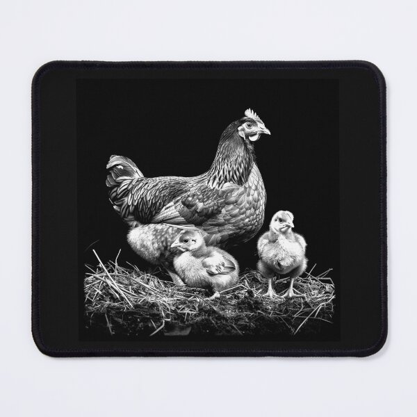 Item preview, Mother Hen and Chicks – Black and White Farm Animal Art designed and sold by inkoutninja.