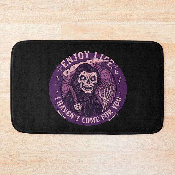 Item preview, Enjoy Life Grim Reaper Trippy Dark Humor Badge designed and sold by KiwiRider.
