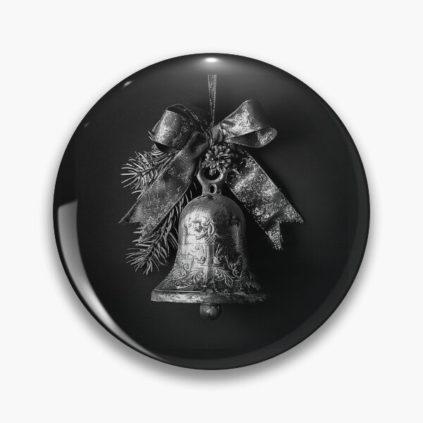 Item preview, Vintage Christmas Bell with Bow – Black and White Holiday Ornament Art designed and sold by inkoutninja.