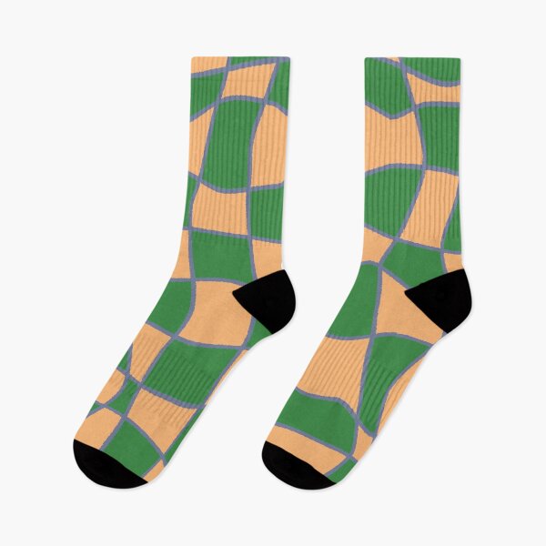 Item preview, Green and Orange Wavy Checkerboard Pattern designed and sold by ubborn.