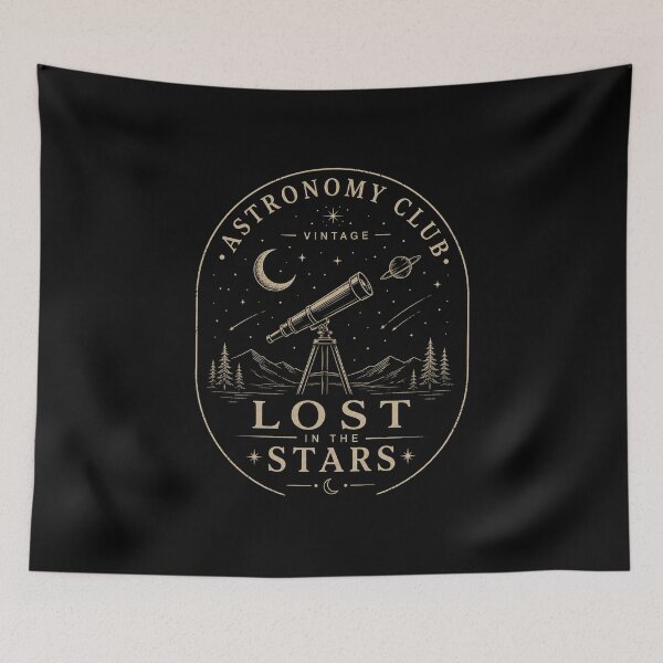 Item preview, Vintage Astronomy Club – Lost in the Stars | Minimalist Celestial Telescope Line Ar designed and sold by RJACreative.