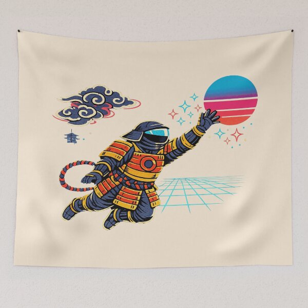 Item preview, Neon Retro Synthwave Ukiyo‑E Ancient Spaceman designed and sold by KungPowUnicorn.
