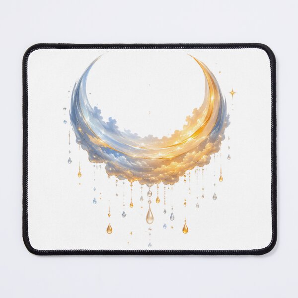 Item preview, Floating Celestial Crescent Sky Arc PNG, Silver Blue & Saffron Abstract Moon, Ethereal Dripping Arc Clipart, Spiritual Boho Digital Sticker designed and sold by EdgeSphere.