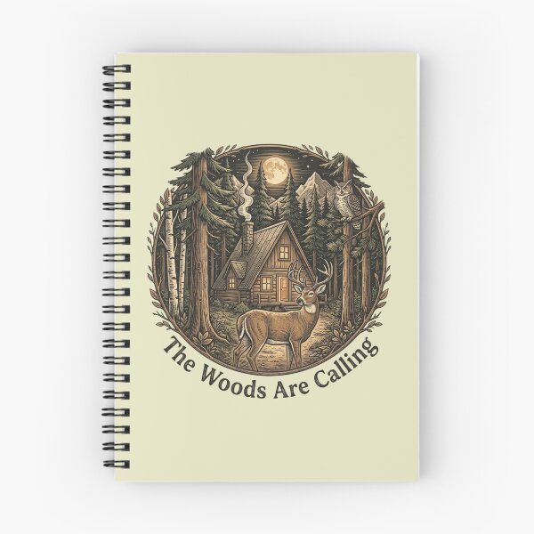 Item preview, Vintage The Woods Are Calling Forest Cabin Deer Design designed and sold by BirdsnStuff.