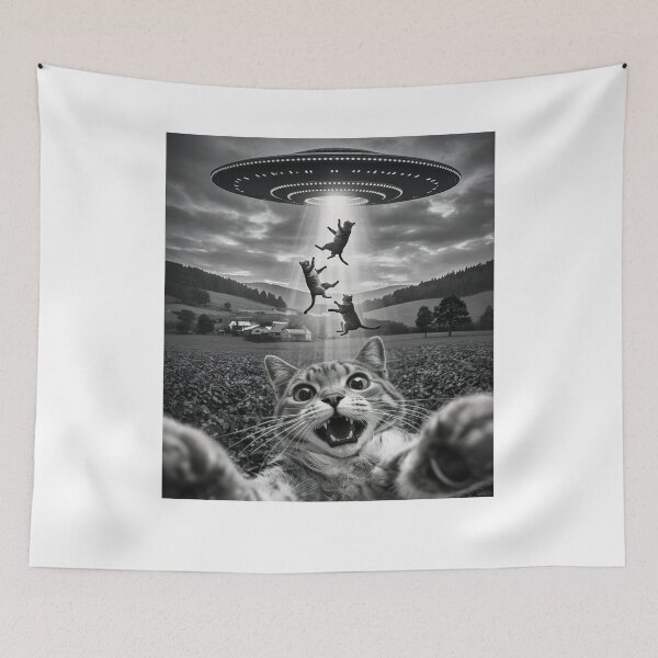 Item preview, Cat Selfie With Alien UFO Funny Cat Meme designed and sold by charoen-design.