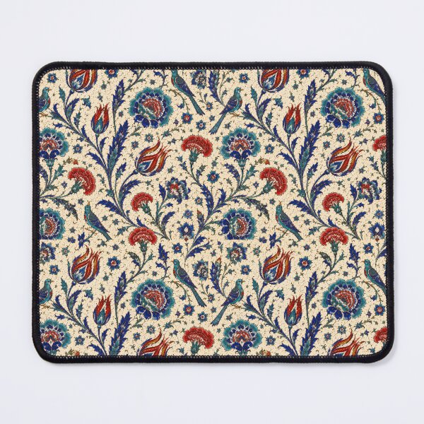 Item preview, Elegant Ottoman Iznik Floral Tile Pattern | Blue Red Botanical Art designed and sold by PatternFranzy.