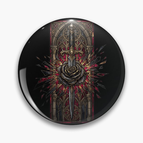 Item preview, Skull Dagger and Rose in Radiant Burst — Gothic Stained Glass designed and sold by David Mateo ArtWorks.