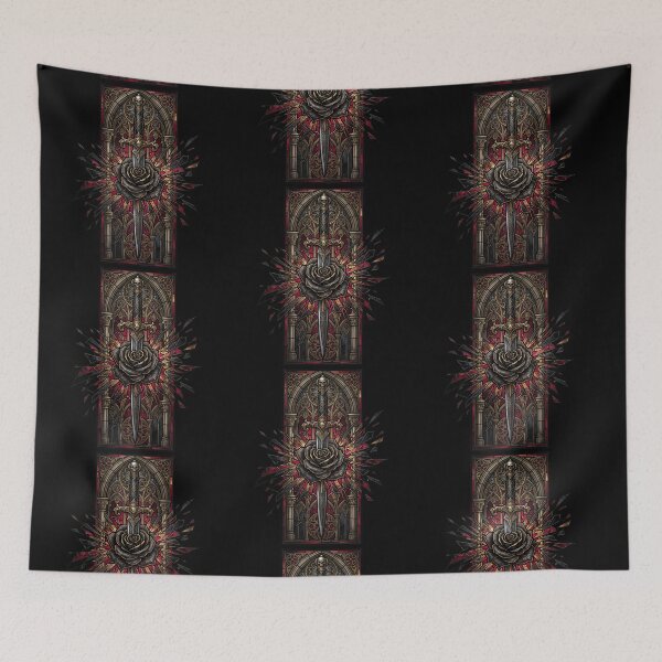 Item preview, Skull Dagger and Rose in Radiant Burst — Gothic Stained Glass designed and sold by David Mateo ArtWorks.