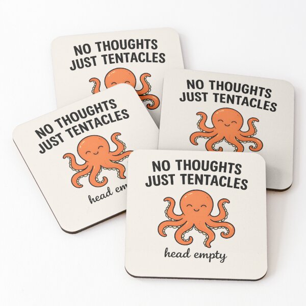 Item preview, No Thoughts Just Tentacles Octopus T-Shirt & Sticker – Funny Sea Creature Meme designed and sold by ZyxDes.