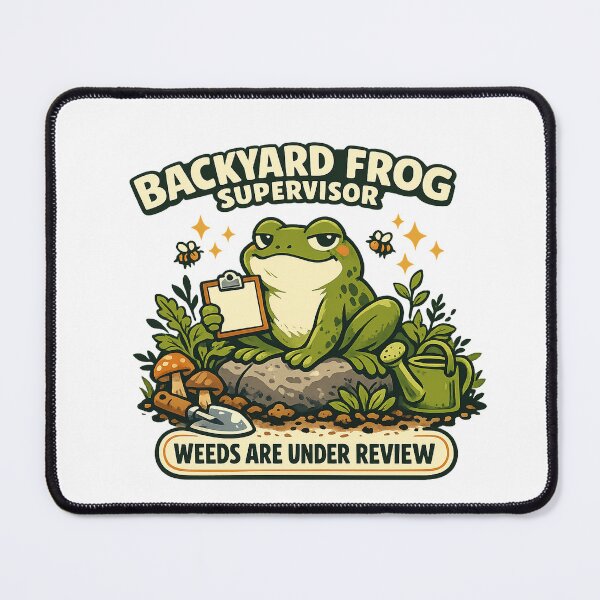 Item preview, Backyard Frog Supervisor – Weeds Are Under Review designed and sold by Concrete Coffee Studio.