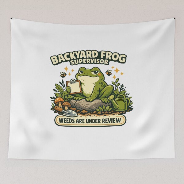 Item preview, Backyard Frog Supervisor – Weeds Are Under Review designed and sold by Concrete Coffee Studio.