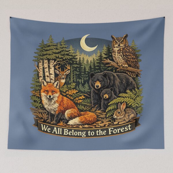 Item preview, We All Belong to the Forest Nature Outdoors Camping Typography Design designed and sold by BirdsnStuff.