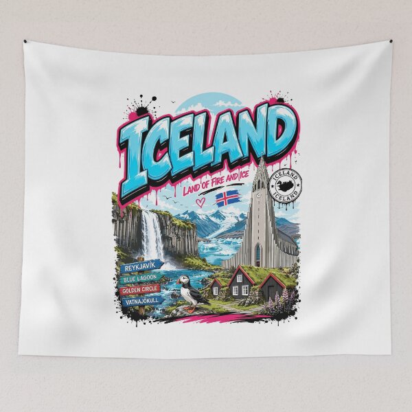 Item preview, Iceland Street Art Urban Graphic Tee designed and sold by EdwinkOne.