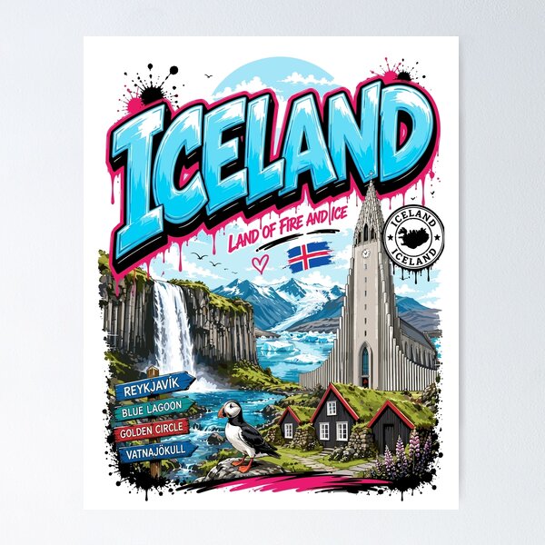 Item preview, Iceland Street Art Urban Graphic Tee designed and sold by AtuqStudio.
