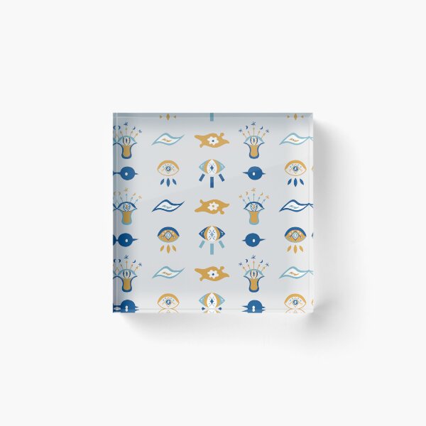 Item preview, Evil Eyes-Mati Pattern 1 - Greek Blue, Gold and White designed and sold by Daniel Bevis Design.
