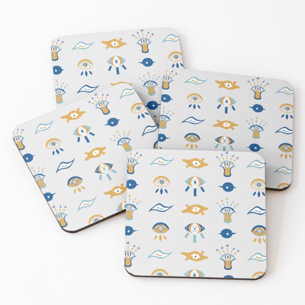 Item preview, Evil Eyes-Mati Pattern 1 - Greek Blue, Gold and White designed and sold by Daniel Bevis Design.