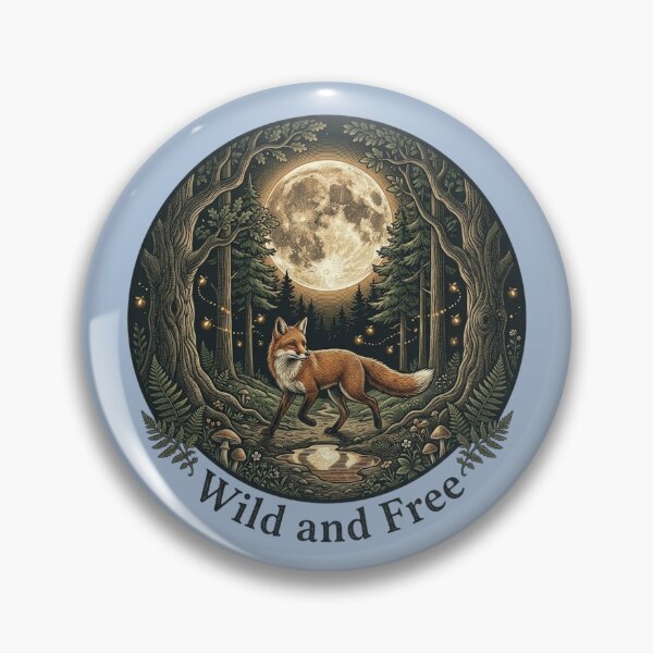 Item preview, Vintage Wild and Free Forest Fox Nightscape Design designed and sold by BirdsnStuff.