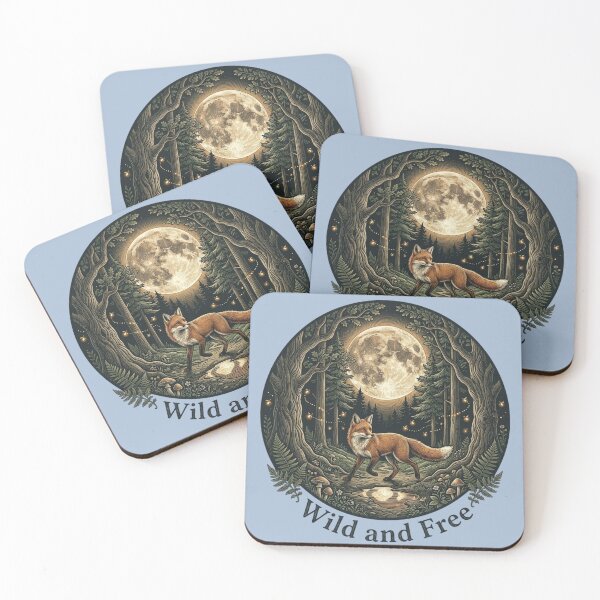 Item preview, Vintage Wild and Free Forest Fox Nightscape Design designed and sold by BirdsnStuff.