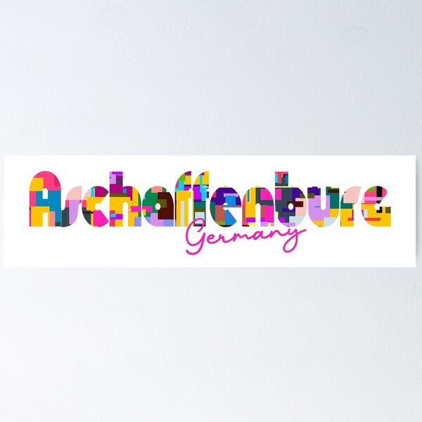 Item preview, Aschaffenburg, Germany, Vibrant Abstract City Typography Art designed and sold by Wanderful-roads.