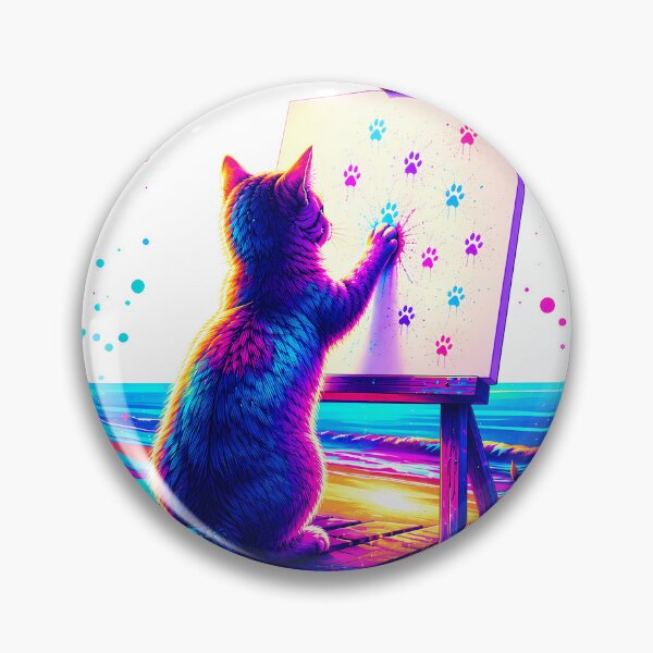 Item preview, Neon Artistic Cat Painting Paw Prints designed and sold by FutureGarb.