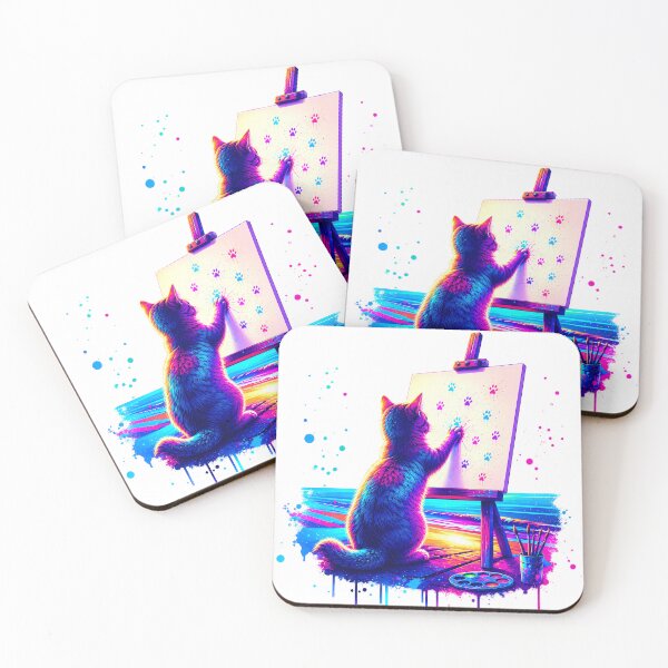 Item preview, Neon Artistic Cat Painting Paw Prints designed and sold by FutureGarb.