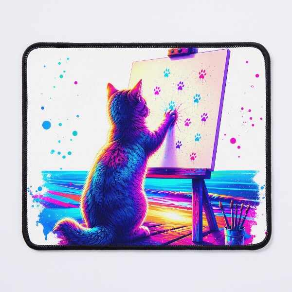 Item preview, Neon Artistic Cat Painting Paw Prints designed and sold by FutureGarb.