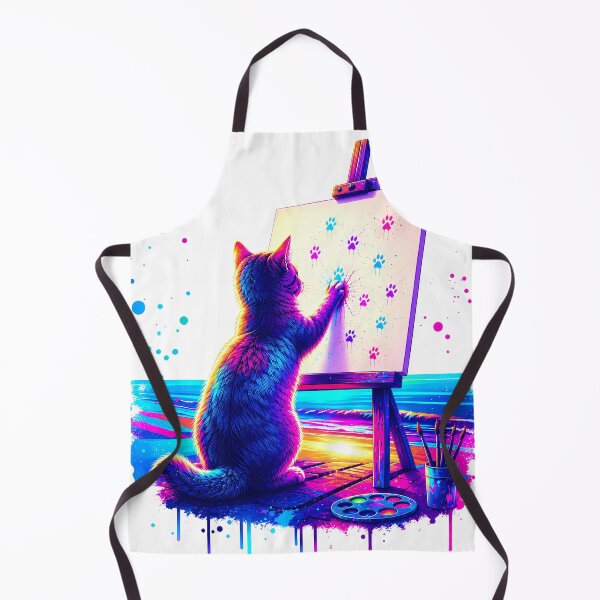 Artikelvorschau, Neonfarbene künstlerische Katzenmalerei Pfotenabdrücke entworfen und verkauft von FutureGarb.