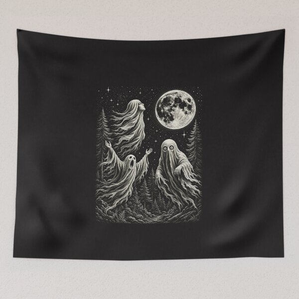 Item preview, Spooky Ghosts Full Moon Forest Halloween Vintage Eerie Night Design designed and sold by kiralynstration.
