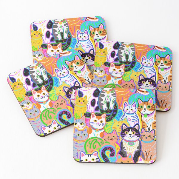Item preview, Colorful Kawaii Cat Pattern designed and sold by HoloHugDesigns.