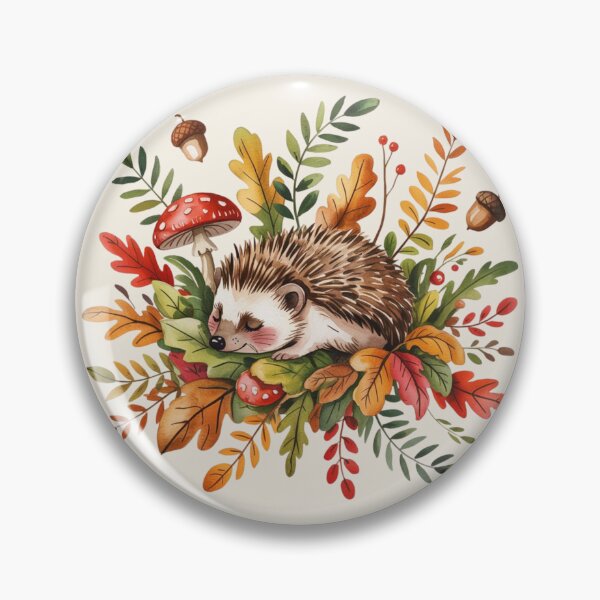 Artikelvorschau, Schlafender Igel, Herbstblätter, Aquarell entworfen und verkauft von CalmCapy Co.