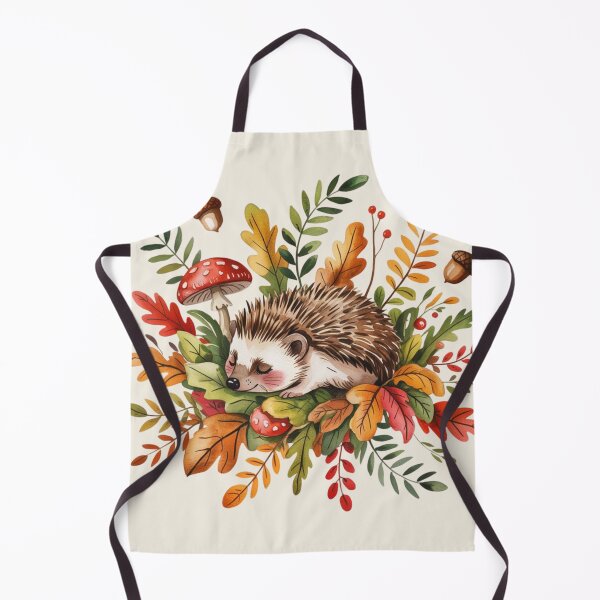 Item preview, Sleeping Hedgehog Autumn Leaves Watercolor designed and sold by CalmCapy Co.