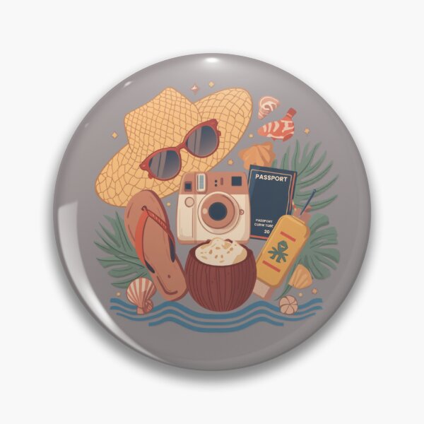 Item preview, Tropical Sunset Vacation Flat Lay Logo - Retro Summer Travel Design designed and sold by trendplusco.