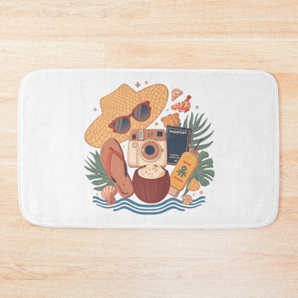 Item preview, Tropical Sunset Vacation Flat Lay Logo - Retro Summer Travel Design designed and sold by trendplusco.