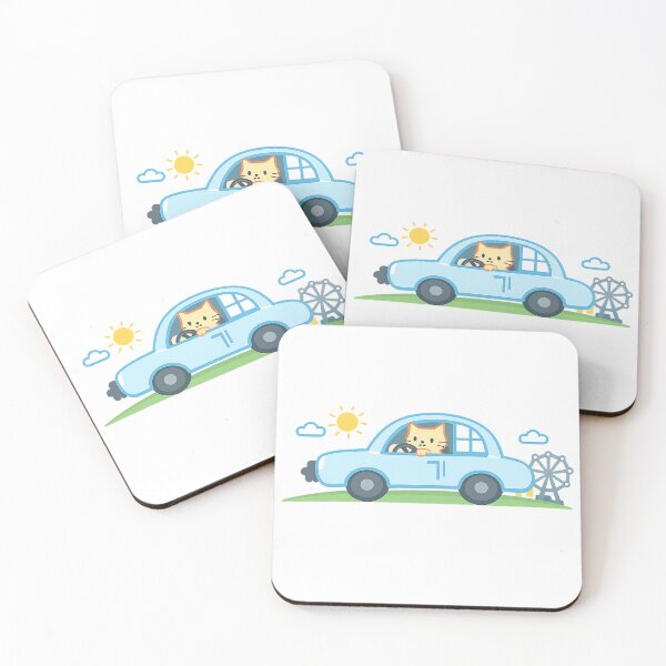 Item preview, Cute Cat Driving Car Doodle designed and sold by Stick It Wear It.